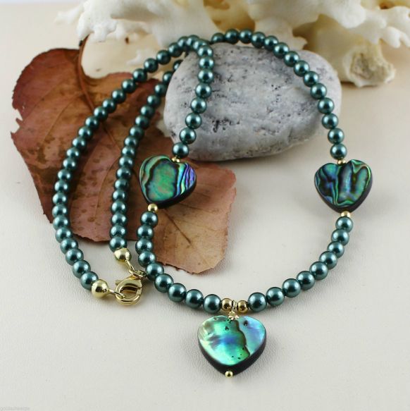 Unikatowa biżuteria - naszyjnik perlowy z muszla Abalone 1