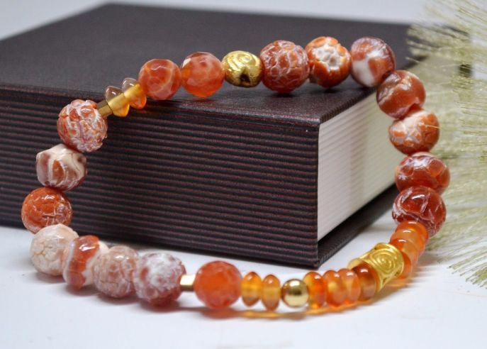 Agat ognisty z karneolem - bransoletka 1