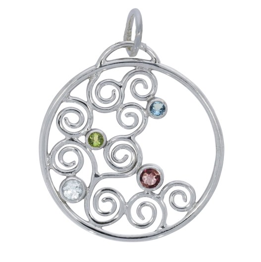 Anhänger Wellenspiel Peridot Topas Turmalin