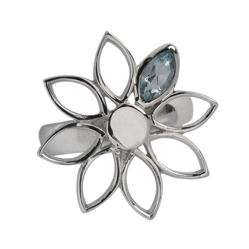 Ring Blume Topas blau