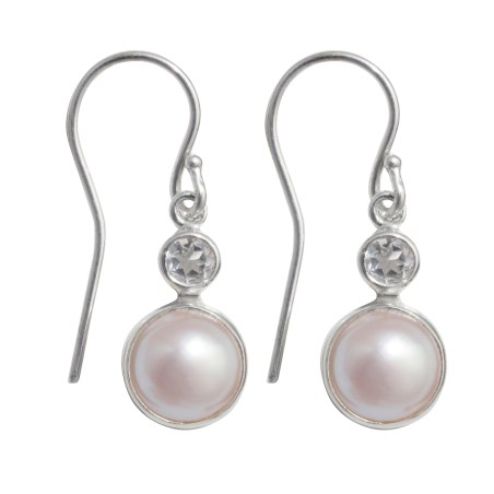 Ohrhänger Perle weiß , Topas weiß facettiert