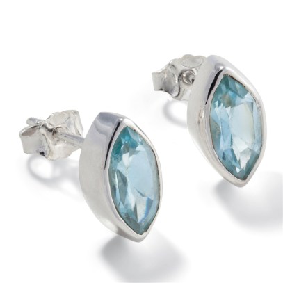 Ohrstecker Navette Topas blau